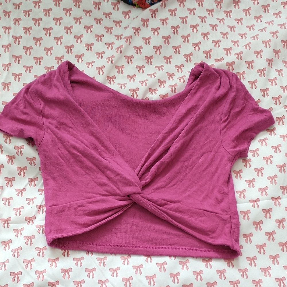 Women's Pink Twist-Front Top